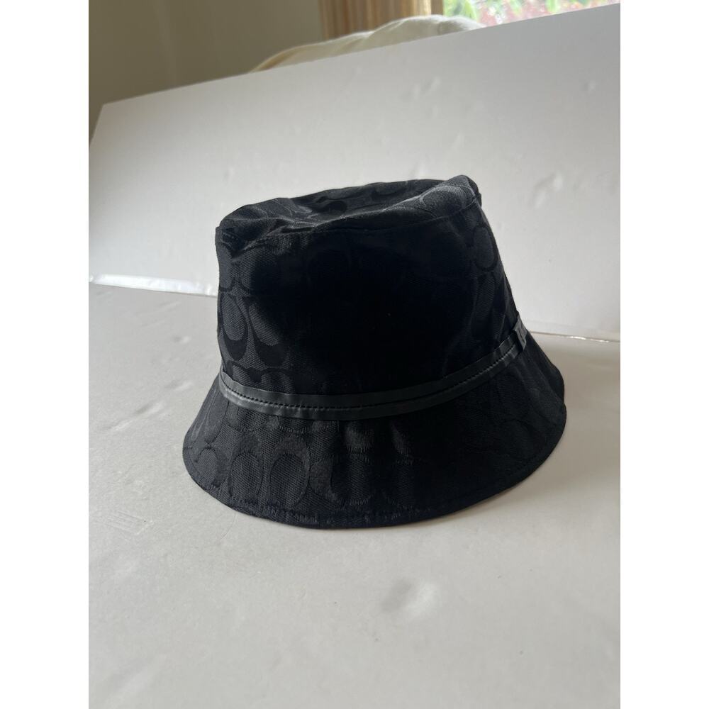 Coach Monogram Jacquard Bucket Hat Black Y2K Vintage size p/S